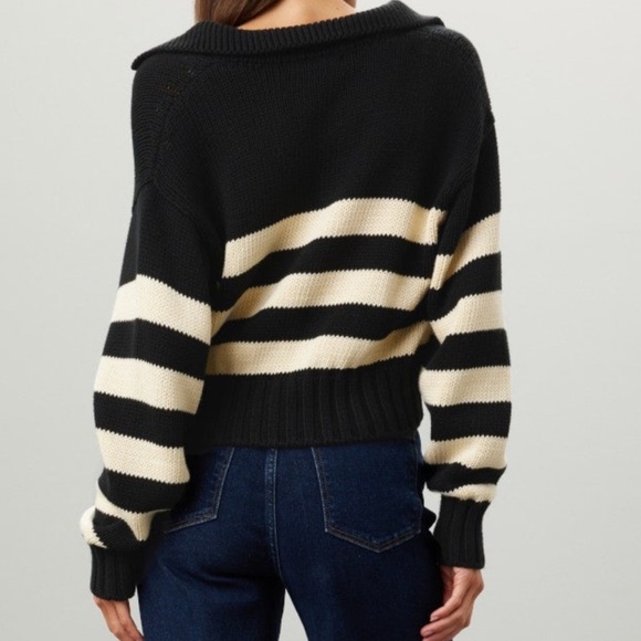 Ciao Lucia Black and Cream V-Neck Sweater - Picture 3 of 6